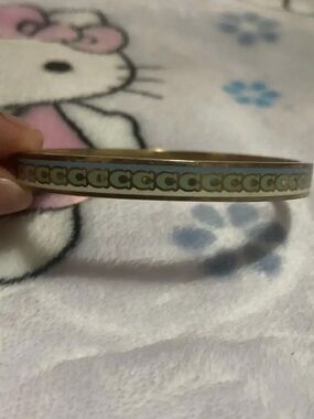 Coach Gold-Tone Bangle with Pale Blue Accent